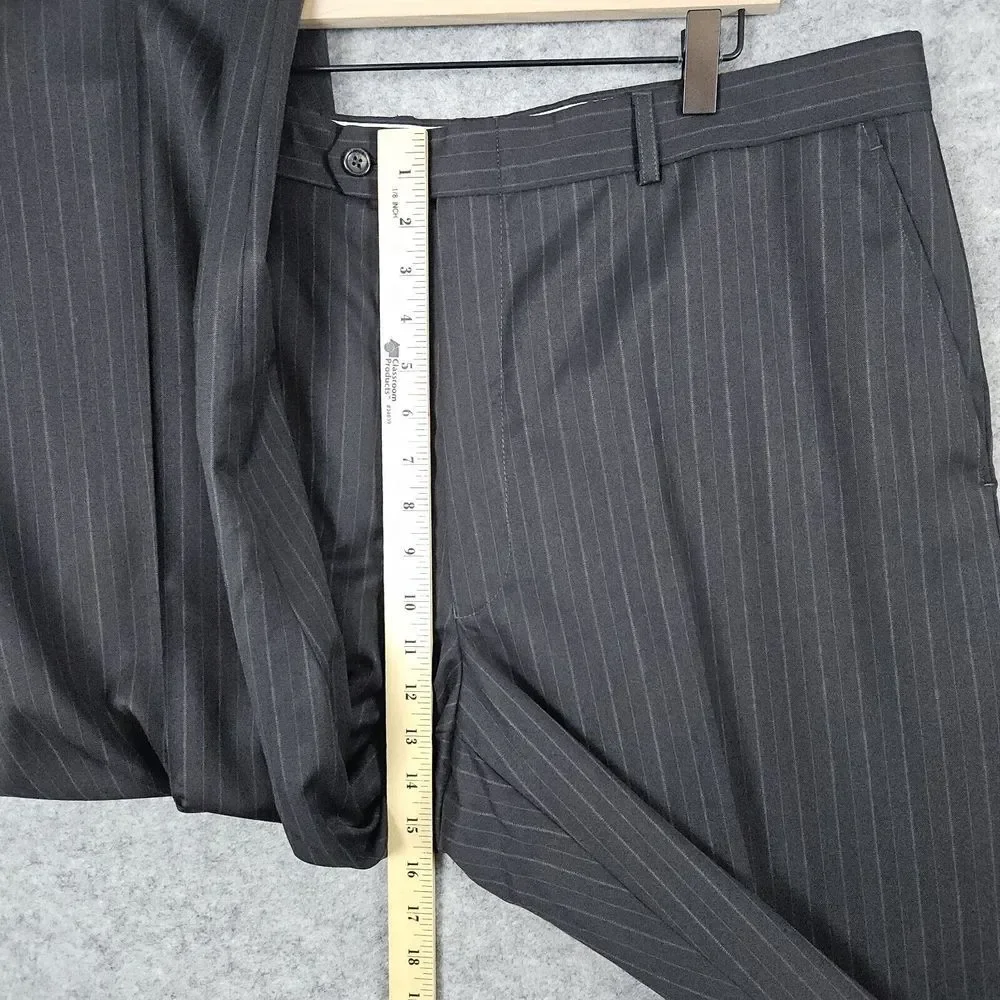 Jones New York 2-Pc Suit Blazer‎ 46R Pants 38x28 Charcoal Pinstripes COLLAR SNAG